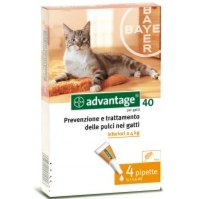 ADVANTAGE 40 PER GATTI E CONIGLI 4 PIPPETTE INFERIORE KG. 4