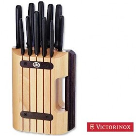 VICTORINOX LOG CU 11 BUCATI CUTITE DE BUCATARIE MANICO NEGRU
