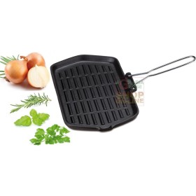 Eva gratar dreptunghiular din fonta emailata cm. 21 x 35 cu mâner pliabil Eva gratar dreptunghiular din fonta emailata cm. 21 x 35 cu