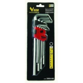 VIGOR SERIE CHIAVI A BRUGOLA ESAGONALI CRV 9 PEZZI