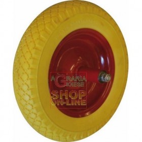 RUOTA VESPA PIENA PER CARRIOLA CON CUSCINETTO ASSE CM. 20 RUOTA VESPA PIENA PER CARRIOLA CON CUSCINETTO ASSE CM. 20