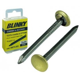 BLINKY CHIODI ACCIAIO TESTA OTTONE IN BLISTER MM. 2X25 BLINKY CHIODI ACCIAIO TESTA OTTONE IN BLISTER MM. 2X25