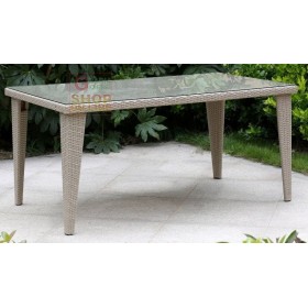 TAVOLO POLIRATTAN MOD. MAFALDA CM. 160 X 90 X 75H BEIGE TAVOLO POLIRATTAN MOD. MAFALDA CM. 160 X 90 X 75H BEIGE