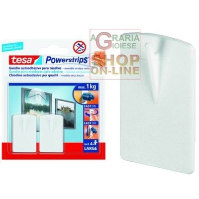 TESA GANCI ADESIVI POWERSTRIPS APPENDIQUADRO BIANCO PZ. 2