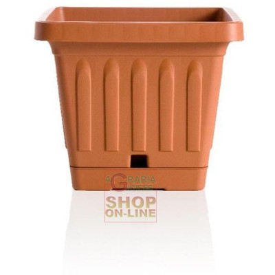 VASO IN PLASTICA QUADRATO BAMA TERRACOTTA CON SOTTOVASO CM. 30