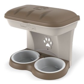 Dog castron Bama Food Stand Maxi culoare taupe kit pentru a atârna pe perete Dog castron Bama Food Stand Maxi culoare taupe kit pentru a