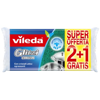 Vileda Spugna Glitzi Crystal con cristalli attivi sgrassanti 2+1