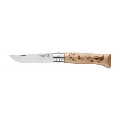 OPINEL DIN OTEL INOXIDABIL CUTIT N. 8 MANICO GRAVURA RANDO