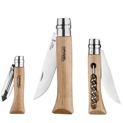 OPINEL KIT CUSINE NOMADE SET 3 COLTELLI MINI TAGLIERE E PANNO