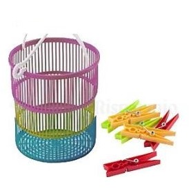 MAX CESTELLO CON 10 MOLLETTE IN PLASTICA PER BUCATO