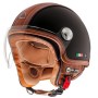 CASCO DA MOTO HELMO PELLE DURA DEMI-JET NERO-MARRONE OPACO CON