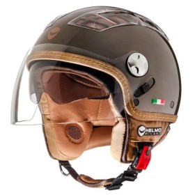 CASCA DE MOTOCICLETA HELMO TURBINE DEMI-JET METALICE BROWN CU VISIERA TAGLIA S AL XL CASCA DE MOTOCICLETA HELMO TURBINE DEMI-JET METALICE BROWN CU