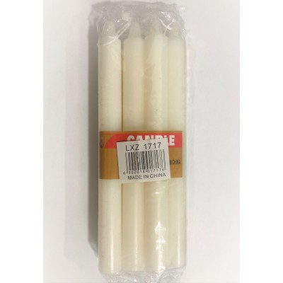 CANDELE DI CERA STEARICHE BIANCO ASTUCCIO PZ. 8 CM. 1,5x18h