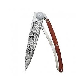 DEEJO WOOD TATOO 37G PADAUK LUCKY SKULL COLTELLO CHIUDIBILE CM.