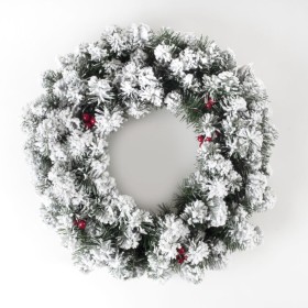 GHIRLANDA CORONA NATALIZIA MARILLEVA CON NEVE E BACCHE TPS120