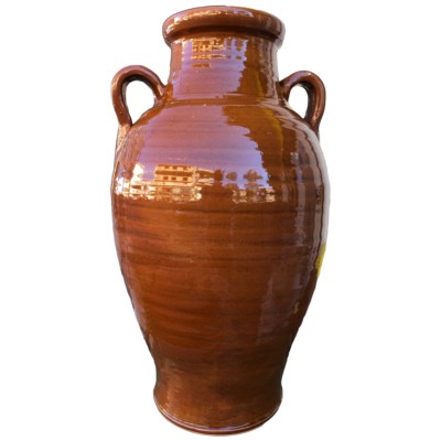 VASO ANFORA IN TERRACOTTA SMALTATO FATTO A MANO ALTEZZA CM. 48