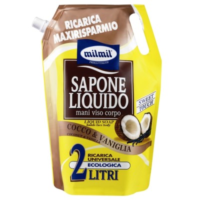 MIL MIL SAPONE LIQUIDO MANI RICARICA BUSTA COCCO E VANIGLIA lt.