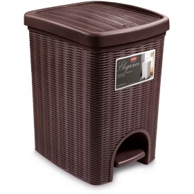 Pattumiera in finitura midollino Elegance con Pedaliera Moka