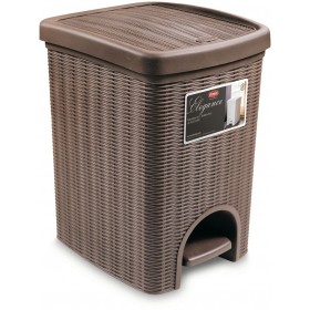 Coșul de gunoi în finisaj de răchită Elegance cu pedale gri