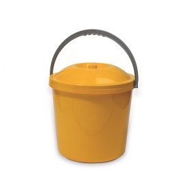 PATTUMIERA IN PLASTICA CON COPERCHIO Giallo Ocra CM. 33x30h LT.