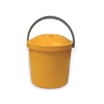 COȘ DE GUNOI DIN PLASTIC CU CAPAC Galben Ocru CM. 33x30h LT. 20